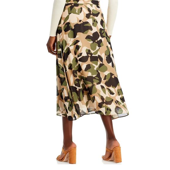 HUGO BOSS Asymmetric-hem skirt in camo graphic-print silk IT 50 / US 14 - Picture 3 of 14